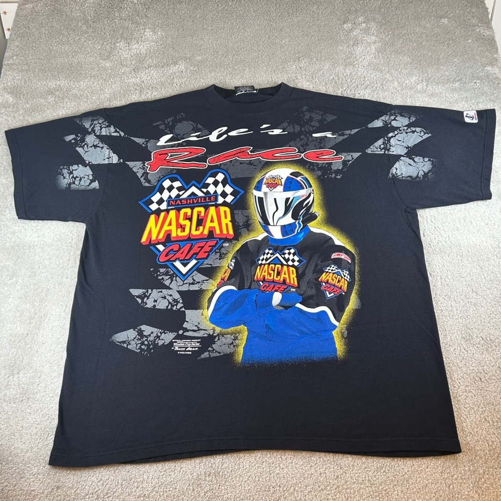 Vintage 90s NASCAR Cafe Nashville Winston Cup Series Race Driver AOP T-Shirt 2XL
